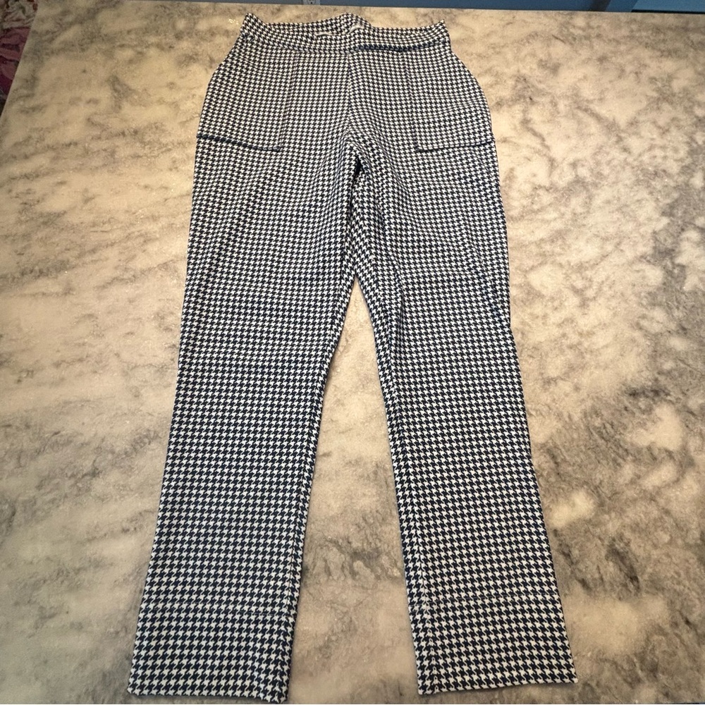 Navy Mini Houndstooth Cuffed Pants - image 2